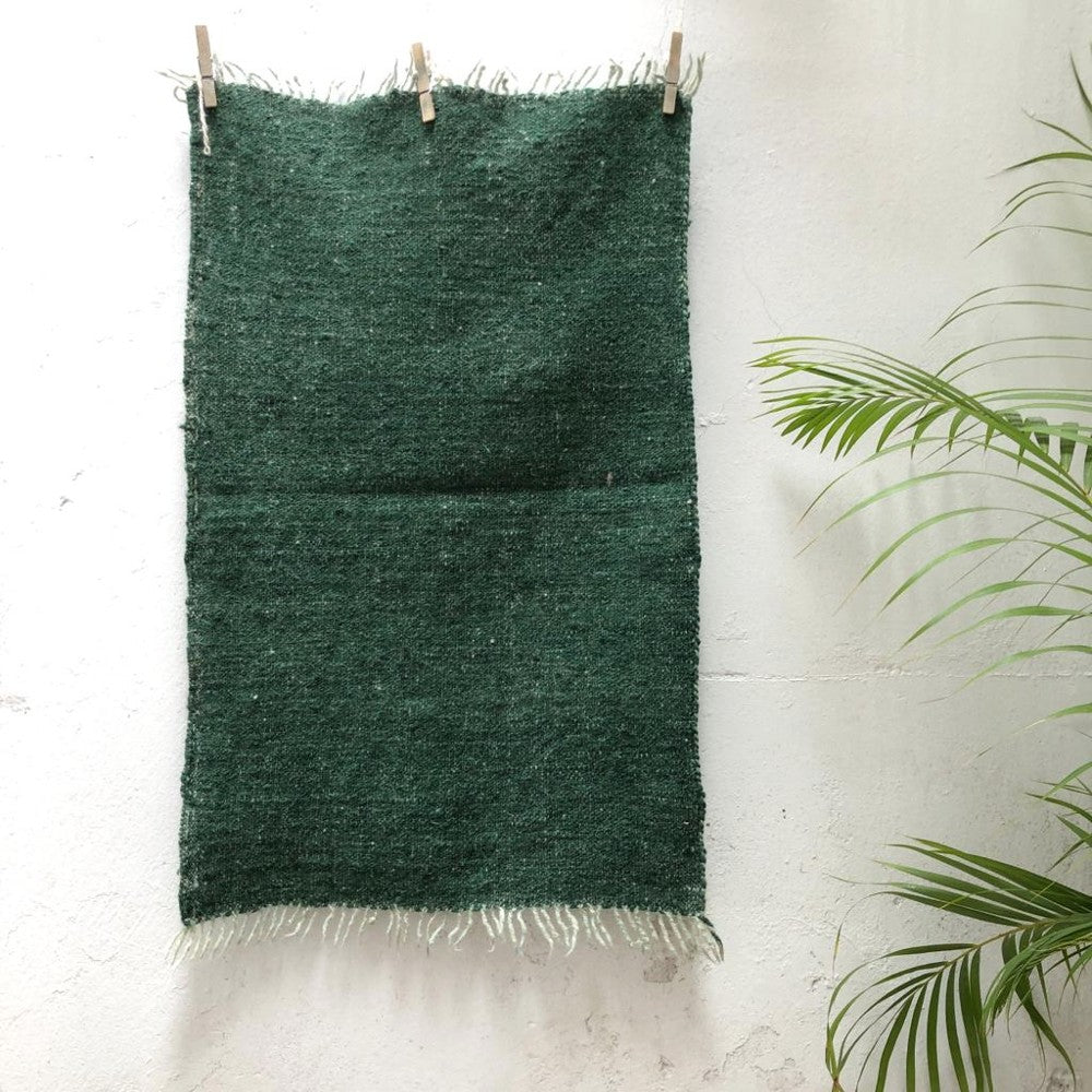 Small Wool Rug in Forest Green