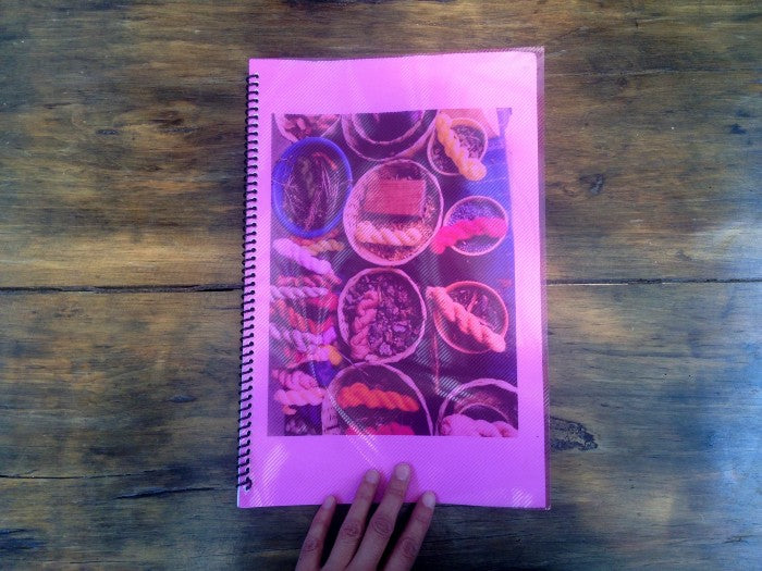 Naturally-dyed thread sample booklet for custom orders