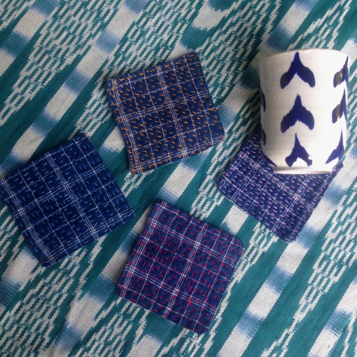 Sashiko Coasters- set of 4