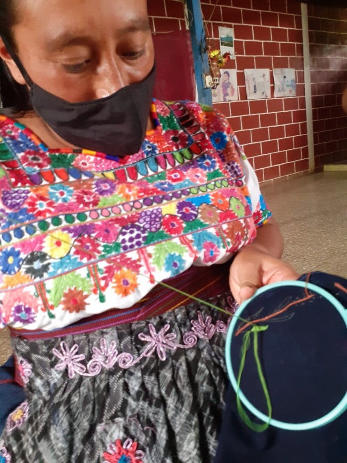 Hand-embroidered cloth mask: Flowers